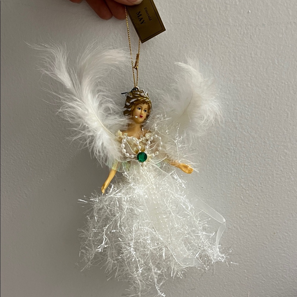 Elegant White May Angel Ornament